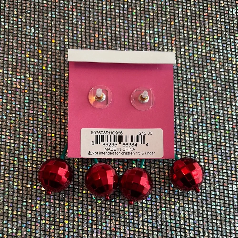 Betsey Johnson Cherry Earrings with Bows - Picture 3 of 4